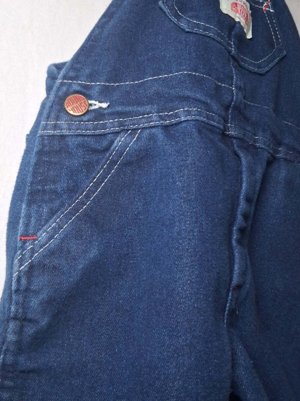 Round House Overalls Youth 4T Dark Wash Blue Denim Bibs Bib Pants USA Made - Picture 11 of 15